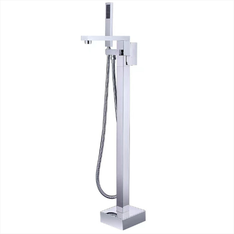 Modern Floor Mounted Freestanding Faucet 1-Handle Fixed Bath Filler Trim Chrome Clearhalo 'Bathroom Remodel & Bathroom Fixtures' 'Bathtub Faucets' 'bathtub_faucets' 'Home Improvement' 'home_improvement' 'home_improvement_bathtub_faucets' 6328269