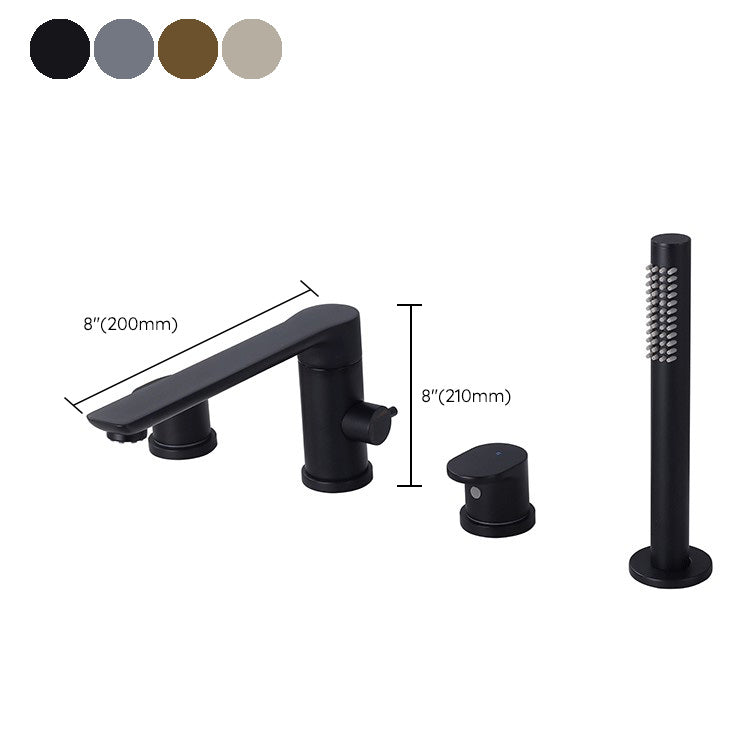 Modern Bathtub Faucet Deck Mounted Roman Tub Faucet Trim with Handshower Clearhalo 'Bathroom Remodel & Bathroom Fixtures' 'Bathtub Faucets' 'bathtub_faucets' 'Home Improvement' 'home_improvement' 'home_improvement_bathtub_faucets' 6328328