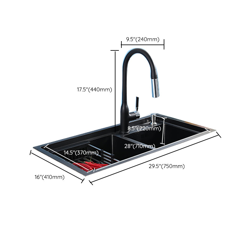 Modern Kitchen Sink Stainless Steel 2 Holes Drop-In Wear-resistant Kitchen Sink Clearhalo 'Home Improvement' 'home_improvement' 'home_improvement_kitchen_sinks' 'Kitchen Remodel & Kitchen Fixtures' 'Kitchen Sinks & Faucet Components' 'Kitchen Sinks' 'kitchen_sinks' 6330040