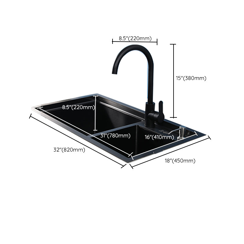 Modern Kitchen Sink Stainless Steel 2 Holes Drop-In Wear-resistant Kitchen Sink Clearhalo 'Home Improvement' 'home_improvement' 'home_improvement_kitchen_sinks' 'Kitchen Remodel & Kitchen Fixtures' 'Kitchen Sinks & Faucet Components' 'Kitchen Sinks' 'kitchen_sinks' 6330052