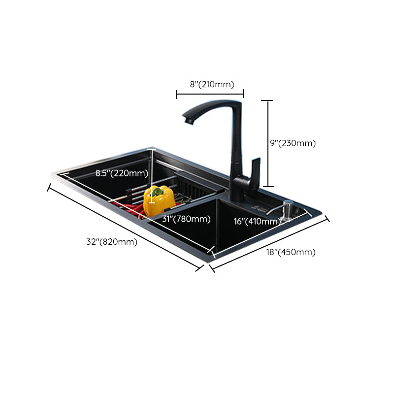 Modern Kitchen Sink Stainless Steel 2 Holes Drop-In Wear-resistant Kitchen Sink Clearhalo 'Home Improvement' 'home_improvement' 'home_improvement_kitchen_sinks' 'Kitchen Remodel & Kitchen Fixtures' 'Kitchen Sinks & Faucet Components' 'Kitchen Sinks' 'kitchen_sinks' 6330056