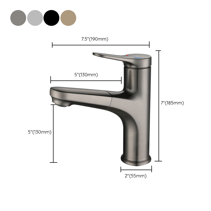 Simplicity Brass Sink Faucet Low Arc Solid Color Centerset Sink Faucet for Bathroom Clearhalo 'Bathroom Remodel & Bathroom Fixtures' 'Bathroom Sink Faucets' 'Bathroom Sinks & Faucet Components' 'bathroom_sink_faucets' 'Home Improvement' 'home_improvement' 'home_improvement_bathroom_sink_faucets' 6333209