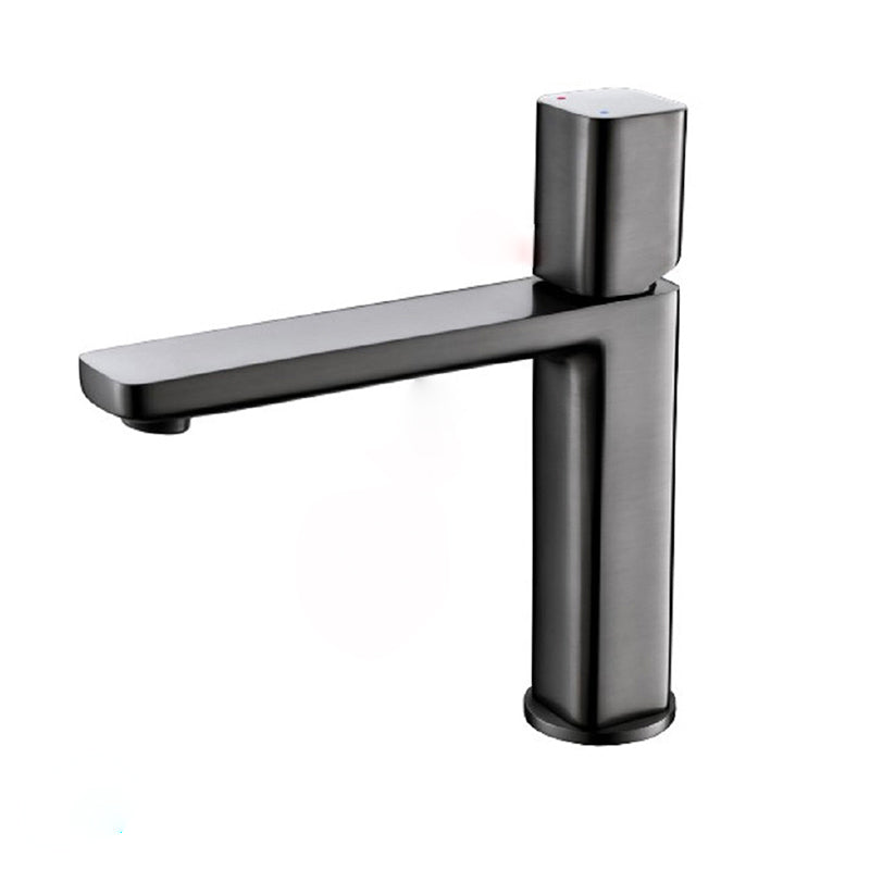 Contemporary Centerset Faucet Lever Handles Single Hole Brass Square Faucet Silver Gray Clearhalo 'Bathroom Remodel & Bathroom Fixtures' 'Bathroom Sink Faucets' 'Bathroom Sinks & Faucet Components' 'bathroom_sink_faucets' 'Home Improvement' 'home_improvement' 'home_improvement_bathroom_sink_faucets' 6333216
