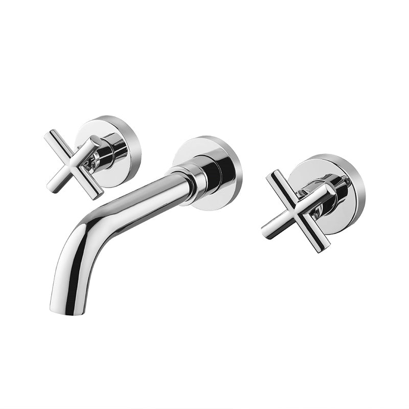 Cross Handle Wall Mounted Bathroom Faucet 3 Hole Luxury Vanity Sink Faucet Chrome Clearhalo 'Bathroom Remodel & Bathroom Fixtures' 'Bathroom Sink Faucets' 'Bathroom Sinks & Faucet Components' 'bathroom_sink_faucets' 'Home Improvement' 'home_improvement' 'home_improvement_bathroom_sink_faucets' 6333252