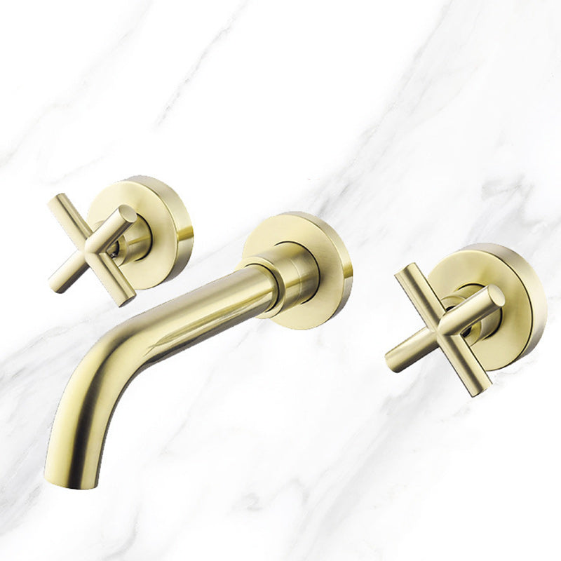 Cross Handle Wall Mounted Bathroom Faucet 3 Hole Luxury Vanity Sink Faucet Clearhalo 'Bathroom Remodel & Bathroom Fixtures' 'Bathroom Sink Faucets' 'Bathroom Sinks & Faucet Components' 'bathroom_sink_faucets' 'Home Improvement' 'home_improvement' 'home_improvement_bathroom_sink_faucets' 6333268