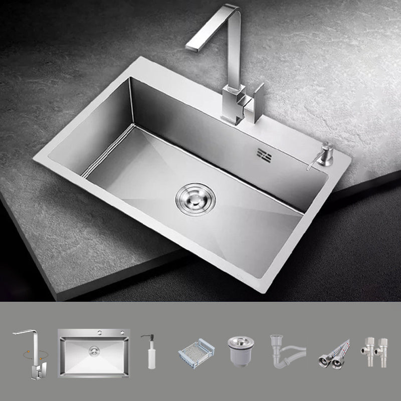 Modern Kitchen Sink Stainless Steel with Accessories and Faucet Workstation Sink Sink with Faucet Square Faucet Clearhalo 'Home Improvement' 'home_improvement' 'home_improvement_kitchen_sinks' 'Kitchen Remodel & Kitchen Fixtures' 'Kitchen Sinks & Faucet Components' 'Kitchen Sinks' 'kitchen_sinks' 6333381