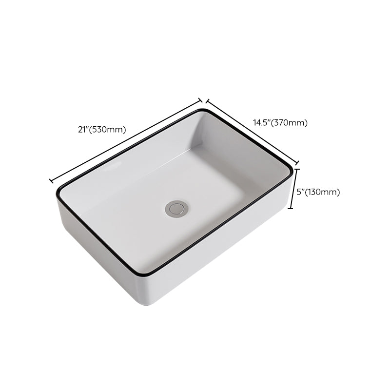 Contemporary Bathroom Sink Porcelain Oval-Shape Vessel Bathroom Sink with Pop-Up Drain Clearhalo 'Bathroom Remodel & Bathroom Fixtures' 'Bathroom Sinks & Faucet Components' 'Bathroom Sinks' 'bathroom_sink' 'Home Improvement' 'home_improvement' 'home_improvement_bathroom_sink' 6333535