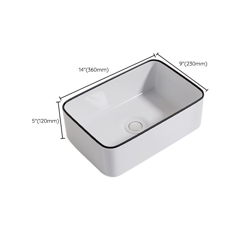 Contemporary Bathroom Sink Porcelain Oval-Shape Vessel Bathroom Sink with Pop-Up Drain Clearhalo 'Bathroom Remodel & Bathroom Fixtures' 'Bathroom Sinks & Faucet Components' 'Bathroom Sinks' 'bathroom_sink' 'Home Improvement' 'home_improvement' 'home_improvement_bathroom_sink' 6333537