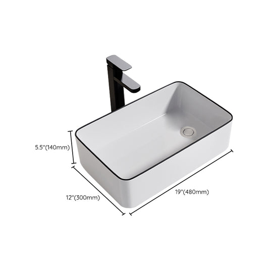 Contemporary Bathroom Sink Porcelain Oval-Shape Vessel Bathroom Sink with Pop-Up Drain Clearhalo 'Bathroom Remodel & Bathroom Fixtures' 'Bathroom Sinks & Faucet Components' 'Bathroom Sinks' 'bathroom_sink' 'Home Improvement' 'home_improvement' 'home_improvement_bathroom_sink' 6333540