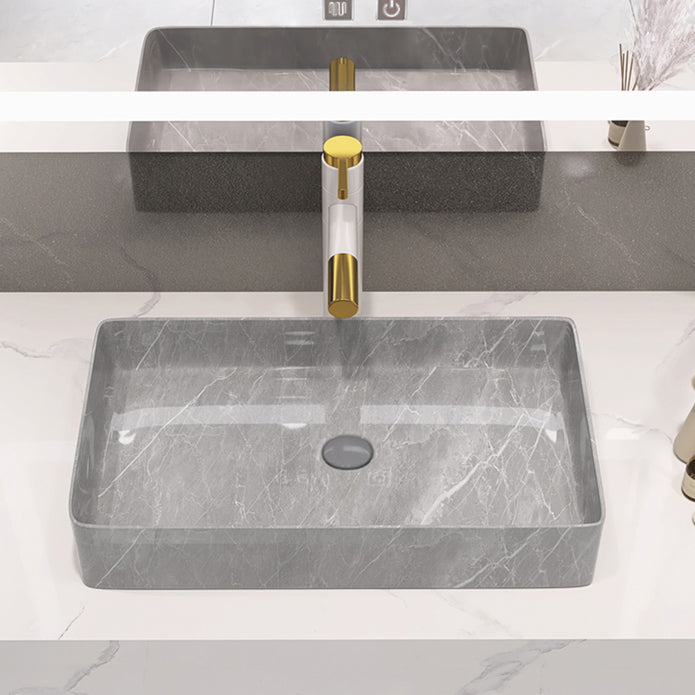 Modern Bathroom Sink Porcelain Rectangular Vessel Sink with Pop-Up Drain Clearhalo 'Bathroom Remodel & Bathroom Fixtures' 'Bathroom Sinks & Faucet Components' 'Bathroom Sinks' 'bathroom_sink' 'Home Improvement' 'home_improvement' 'home_improvement_bathroom_sink' 6333573