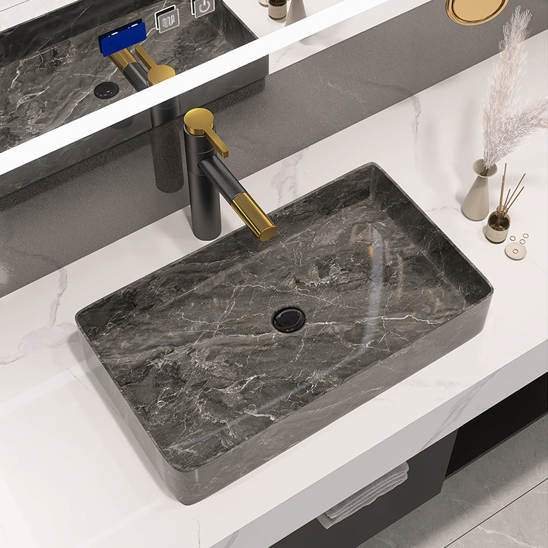 Modern Bathroom Sink Porcelain Rectangular Vessel Sink with Pop-Up Drain Clearhalo 'Bathroom Remodel & Bathroom Fixtures' 'Bathroom Sinks & Faucet Components' 'Bathroom Sinks' 'bathroom_sink' 'Home Improvement' 'home_improvement' 'home_improvement_bathroom_sink' 6333575