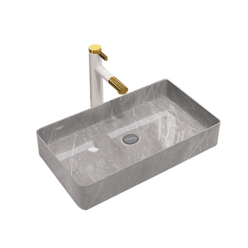 Modern Bathroom Sink Porcelain Rectangular Vessel Sink with Pop-Up Drain Clearhalo 'Bathroom Remodel & Bathroom Fixtures' 'Bathroom Sinks & Faucet Components' 'Bathroom Sinks' 'bathroom_sink' 'Home Improvement' 'home_improvement' 'home_improvement_bathroom_sink' 6333577