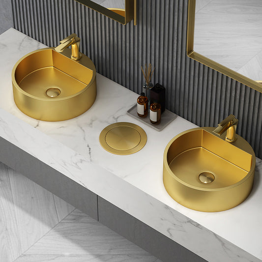 Modern Bathroom Sink Porcelain Pop-Up Drain Solid Color Round Vessel Clearhalo 'Bathroom Remodel & Bathroom Fixtures' 'Bathroom Sinks & Faucet Components' 'Bathroom Sinks' 'bathroom_sink' 'Home Improvement' 'home_improvement' 'home_improvement_bathroom_sink' 6333592