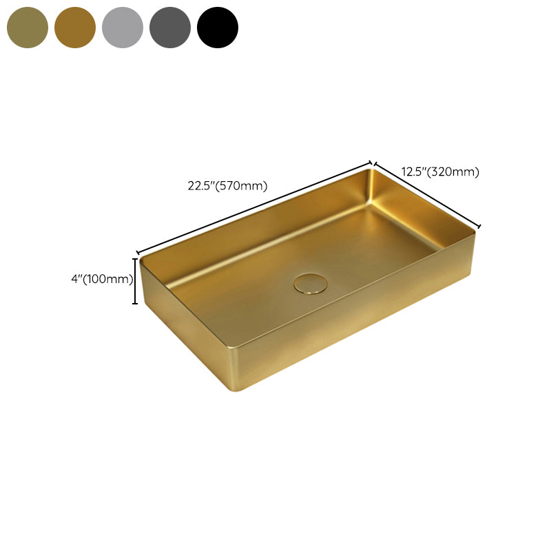 Contemporary Bathroom Sink Pop-Up Drain Metal Solid Color Rectangular Vessel Sink Clearhalo 'Bathroom Remodel & Bathroom Fixtures' 'Bathroom Sinks & Faucet Components' 'Bathroom Sinks' 'bathroom_sink' 'Home Improvement' 'home_improvement' 'home_improvement_bathroom_sink' 6333632