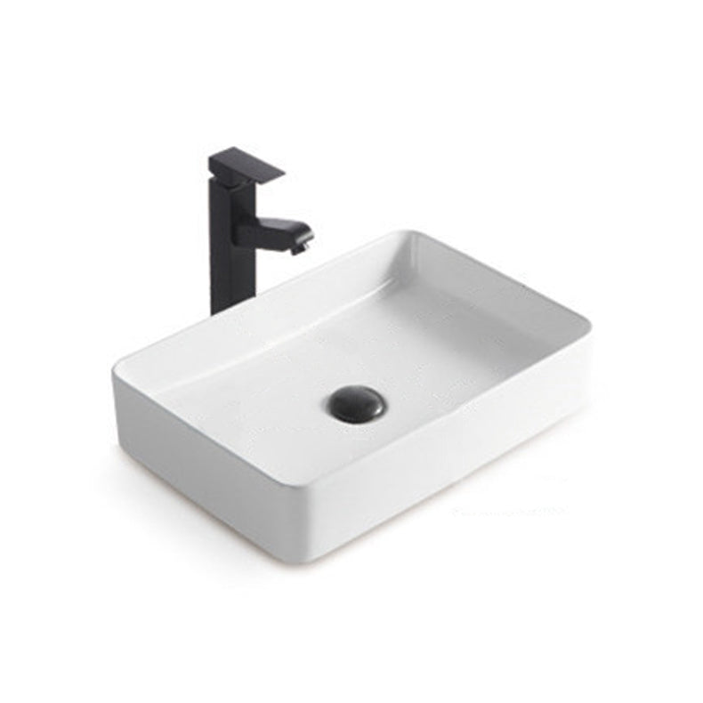 Modern Bathroom Sink Porcelain Rectangular Pop-Up Drain and Drain Assembly Basin Sink 20"L x 13"W x 4"H Clearhalo 'Bathroom Remodel & Bathroom Fixtures' 'Bathroom Sinks & Faucet Components' 'Bathroom Sinks' 'bathroom_sink' 'Home Improvement' 'home_improvement' 'home_improvement_bathroom_sink' 6333635