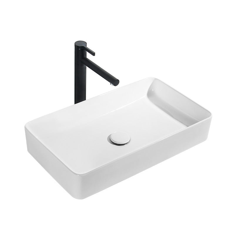 Modern Bathroom Sink Porcelain Rectangular Pop-Up Drain and Drain Assembly Basin Sink Clearhalo 'Bathroom Remodel & Bathroom Fixtures' 'Bathroom Sinks & Faucet Components' 'Bathroom Sinks' 'bathroom_sink' 'Home Improvement' 'home_improvement' 'home_improvement_bathroom_sink' 6333642