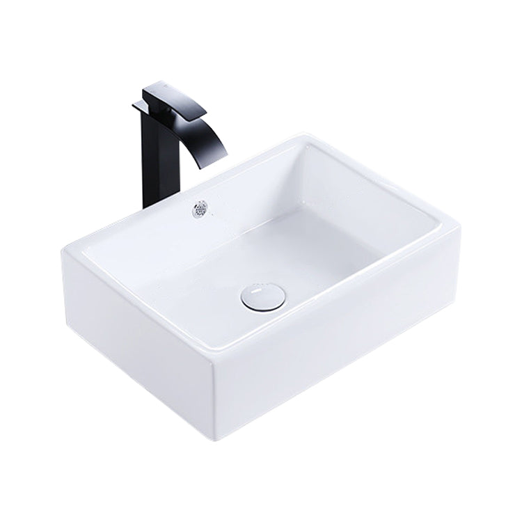 Modern Bathroom Sink Porcelain Rectangular Pop-Up Drain and Drain Assembly Basin Sink 20.3"L x 14.2"W x 5.9"H Clearhalo 'Bathroom Remodel & Bathroom Fixtures' 'Bathroom Sinks & Faucet Components' 'Bathroom Sinks' 'bathroom_sink' 'Home Improvement' 'home_improvement' 'home_improvement_bathroom_sink' 6333643