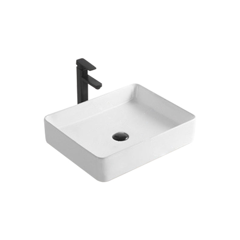 Modern Bathroom Sink Porcelain Rectangular Pop-Up Drain and Drain Assembly Basin Sink 19.7"L x 15.7"W x 4.3"H Clearhalo 'Bathroom Remodel & Bathroom Fixtures' 'Bathroom Sinks & Faucet Components' 'Bathroom Sinks' 'bathroom_sink' 'Home Improvement' 'home_improvement' 'home_improvement_bathroom_sink' 6333646