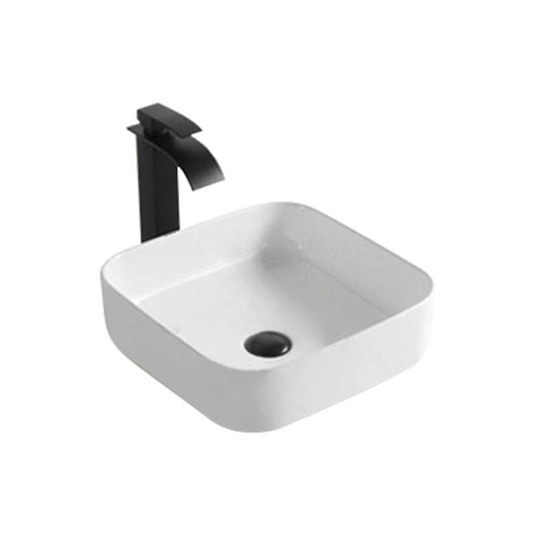 Modern Bathroom Sink Porcelain Rectangular Pop-Up Drain and Drain Assembly Basin Sink 15.4"L x 15.4"W x 5.5"H Clearhalo 'Bathroom Remodel & Bathroom Fixtures' 'Bathroom Sinks & Faucet Components' 'Bathroom Sinks' 'bathroom_sink' 'Home Improvement' 'home_improvement' 'home_improvement_bathroom_sink' 6333648