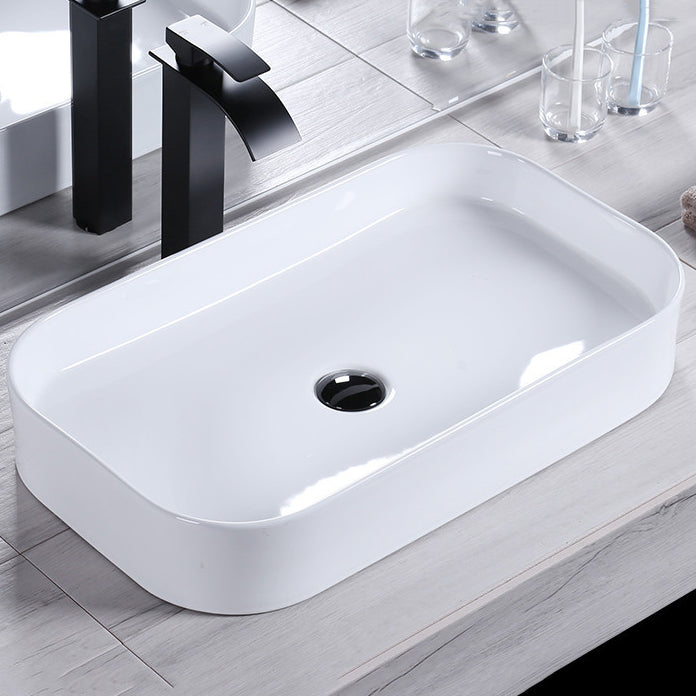 Modern Bathroom Sink Porcelain Rectangular Pop-Up Drain and Drain Assembly Basin Sink Clearhalo 'Bathroom Remodel & Bathroom Fixtures' 'Bathroom Sinks & Faucet Components' 'Bathroom Sinks' 'bathroom_sink' 'Home Improvement' 'home_improvement' 'home_improvement_bathroom_sink' 6333649