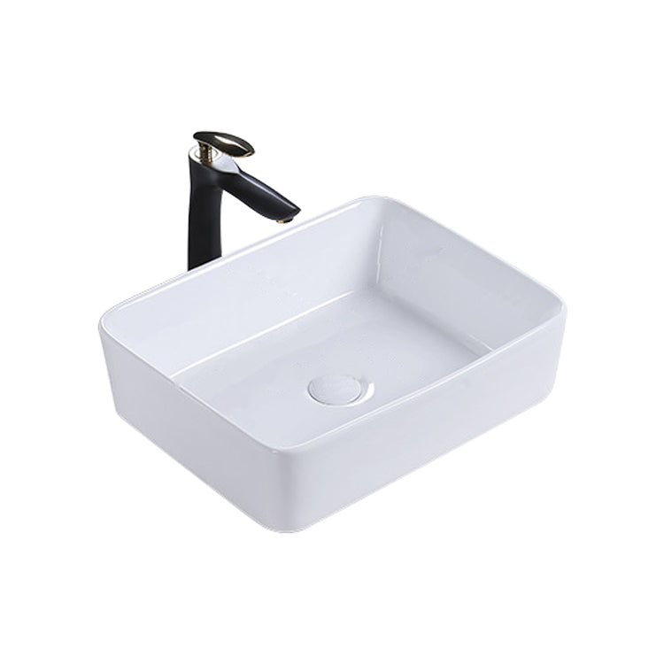 Modern Bathroom Sink Porcelain Rectangular Pop-Up Drain and Drain Assembly Basin Sink 19.3"L x 16.5"W x 5.3"H Clearhalo 'Bathroom Remodel & Bathroom Fixtures' 'Bathroom Sinks & Faucet Components' 'Bathroom Sinks' 'bathroom_sink' 'Home Improvement' 'home_improvement' 'home_improvement_bathroom_sink' 6333651