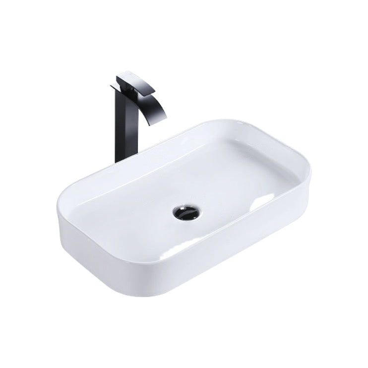 Modern Bathroom Sink Porcelain Rectangular Pop-Up Drain and Drain Assembly Basin Sink 25.4"L x 14.8"W x 4.3"H Clearhalo 'Bathroom Remodel & Bathroom Fixtures' 'Bathroom Sinks & Faucet Components' 'Bathroom Sinks' 'bathroom_sink' 'Home Improvement' 'home_improvement' 'home_improvement_bathroom_sink' 6333652