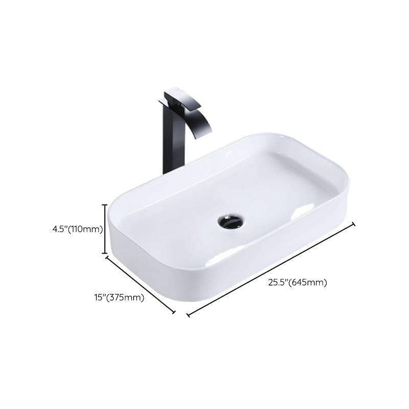 Modern Bathroom Sink Porcelain Rectangular Pop-Up Drain and Drain Assembly Basin Sink Clearhalo 'Bathroom Remodel & Bathroom Fixtures' 'Bathroom Sinks & Faucet Components' 'Bathroom Sinks' 'bathroom_sink' 'Home Improvement' 'home_improvement' 'home_improvement_bathroom_sink' 6333667