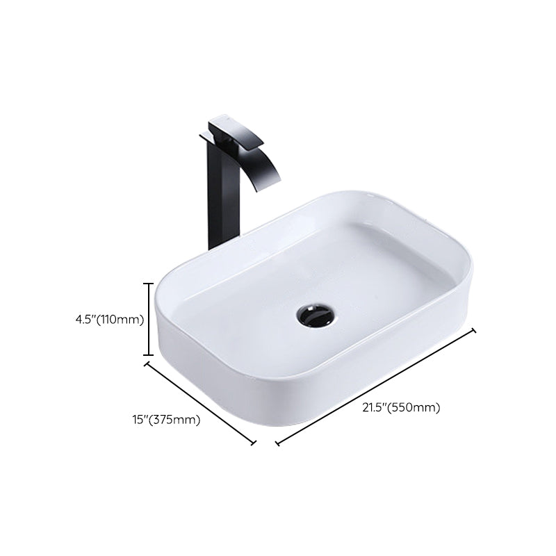 Modern Bathroom Sink Porcelain Rectangular Pop-Up Drain and Drain Assembly Basin Sink Clearhalo 'Bathroom Remodel & Bathroom Fixtures' 'Bathroom Sinks & Faucet Components' 'Bathroom Sinks' 'bathroom_sink' 'Home Improvement' 'home_improvement' 'home_improvement_bathroom_sink' 6333668