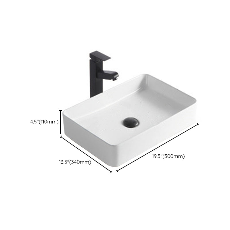 Modern Bathroom Sink Porcelain Rectangular Pop-Up Drain and Drain Assembly Basin Sink Clearhalo 'Bathroom Remodel & Bathroom Fixtures' 'Bathroom Sinks & Faucet Components' 'Bathroom Sinks' 'bathroom_sink' 'Home Improvement' 'home_improvement' 'home_improvement_bathroom_sink' 6333670