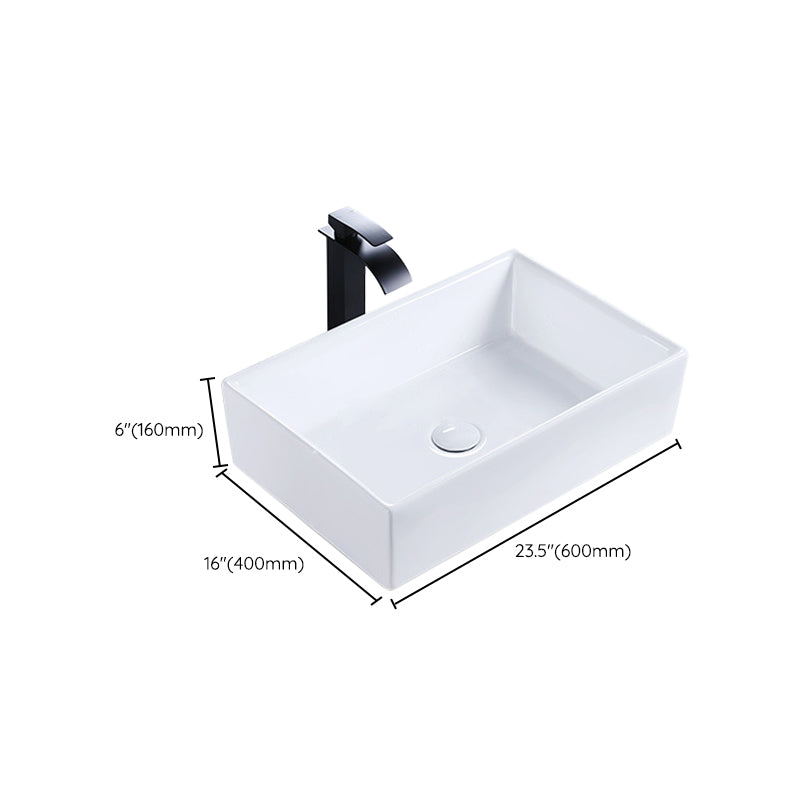 Modern Bathroom Sink Porcelain Rectangular Pop-Up Drain and Drain Assembly Basin Sink Clearhalo 'Bathroom Remodel & Bathroom Fixtures' 'Bathroom Sinks & Faucet Components' 'Bathroom Sinks' 'bathroom_sink' 'Home Improvement' 'home_improvement' 'home_improvement_bathroom_sink' 6333674