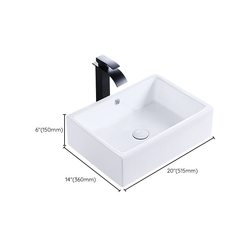 Modern Bathroom Sink Porcelain Rectangular Pop-Up Drain and Drain Assembly Basin Sink Clearhalo 'Bathroom Remodel & Bathroom Fixtures' 'Bathroom Sinks & Faucet Components' 'Bathroom Sinks' 'bathroom_sink' 'Home Improvement' 'home_improvement' 'home_improvement_bathroom_sink' 6333675