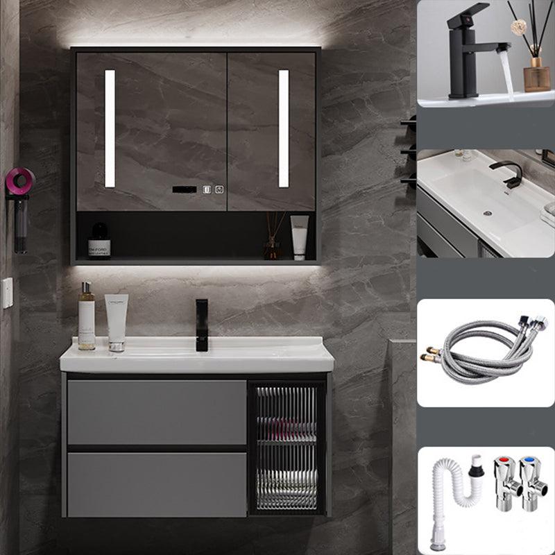 Contemporary Sink Vanity Bathroom Vanity Cabinet with Mirror Cabinet Vanity & Faucet & Mirror Cabinet 1 Clearhalo 'Bathroom Remodel & Bathroom Fixtures' 'Bathroom Vanities' 'bathroom_vanities' 'Home Improvement' 'home_improvement' 'home_improvement_bathroom_vanities' 6333679