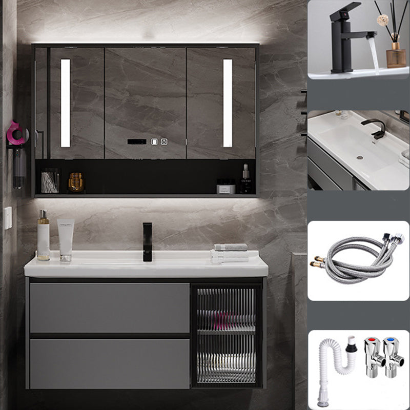 Contemporary Sink Vanity Bathroom Vanity Cabinet with Mirror Cabinet Vanity & Faucet & Mirror Cabinet 1 Clearhalo 'Bathroom Remodel & Bathroom Fixtures' 'Bathroom Vanities' 'bathroom_vanities' 'Home Improvement' 'home_improvement' 'home_improvement_bathroom_vanities' 6333683