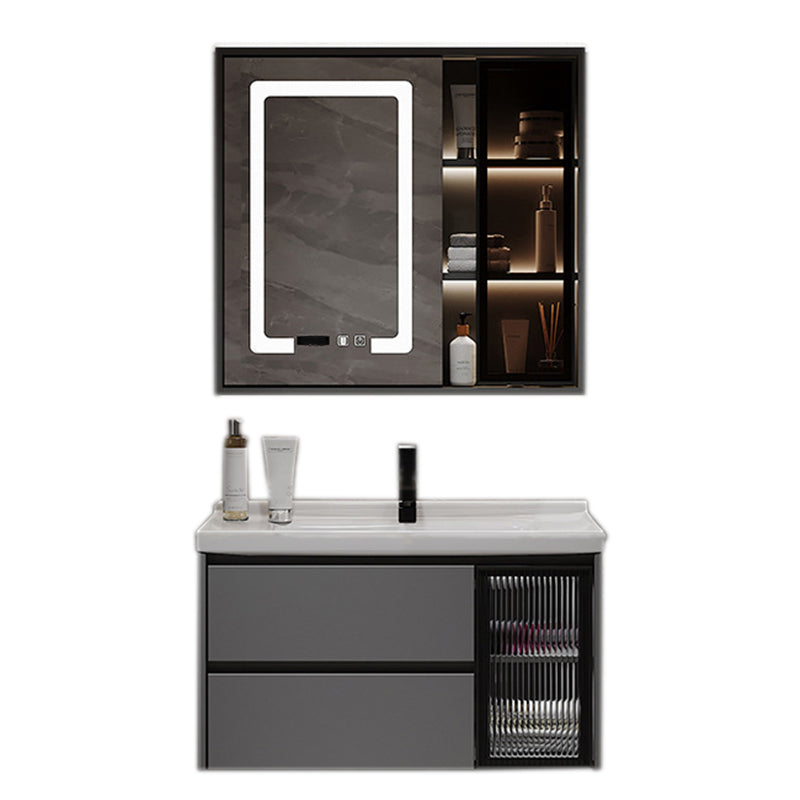 Contemporary Sink Vanity Bathroom Vanity Cabinet with Mirror Cabinet Clearhalo 'Bathroom Remodel & Bathroom Fixtures' 'Bathroom Vanities' 'bathroom_vanities' 'Home Improvement' 'home_improvement' 'home_improvement_bathroom_vanities' 6333685