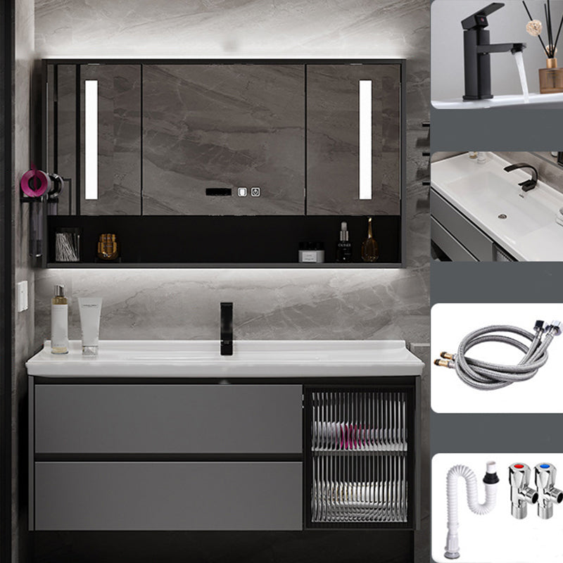 Contemporary Sink Vanity Bathroom Vanity Cabinet with Mirror Cabinet Vanity & Faucet & Mirror Cabinet 1 Clearhalo 'Bathroom Remodel & Bathroom Fixtures' 'Bathroom Vanities' 'bathroom_vanities' 'Home Improvement' 'home_improvement' 'home_improvement_bathroom_vanities' 6333688