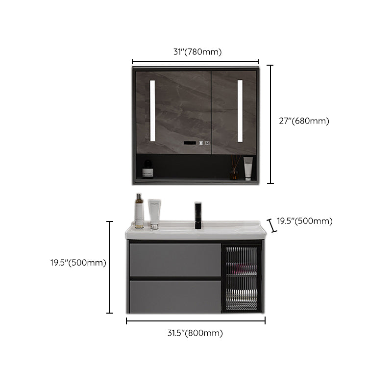 Contemporary Sink Vanity Bathroom Vanity Cabinet with Mirror Cabinet Clearhalo 'Bathroom Remodel & Bathroom Fixtures' 'Bathroom Vanities' 'bathroom_vanities' 'Home Improvement' 'home_improvement' 'home_improvement_bathroom_vanities' 6333702