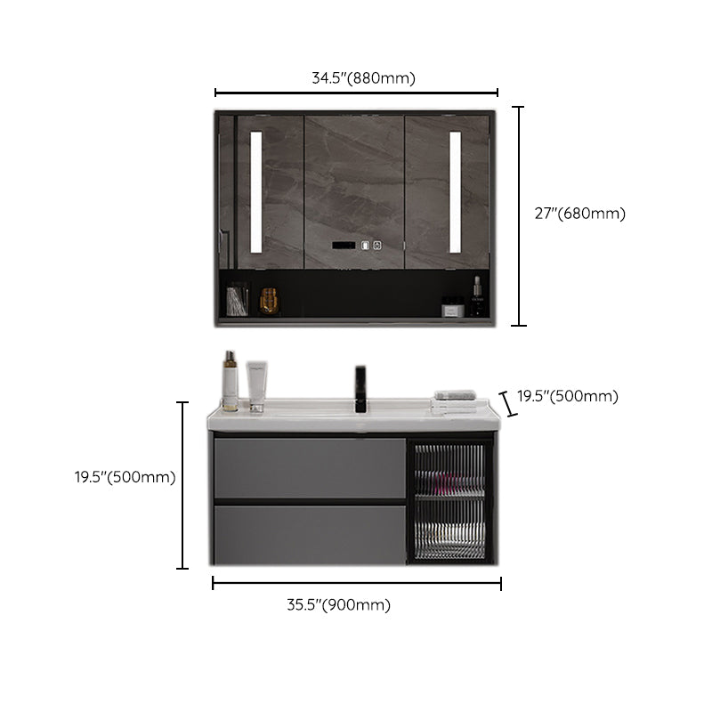 Contemporary Sink Vanity Bathroom Vanity Cabinet with Mirror Cabinet Clearhalo 'Bathroom Remodel & Bathroom Fixtures' 'Bathroom Vanities' 'bathroom_vanities' 'Home Improvement' 'home_improvement' 'home_improvement_bathroom_vanities' 6333704