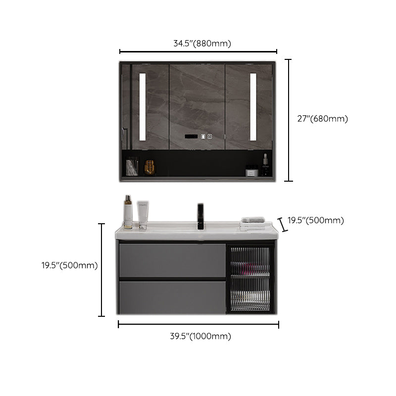 Contemporary Sink Vanity Bathroom Vanity Cabinet with Mirror Cabinet Clearhalo 'Bathroom Remodel & Bathroom Fixtures' 'Bathroom Vanities' 'bathroom_vanities' 'Home Improvement' 'home_improvement' 'home_improvement_bathroom_vanities' 6333706