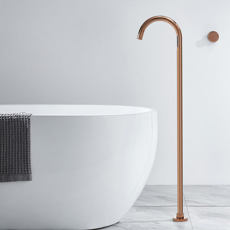 Floor Mounted Freestanding Tub Filler 1-Handle High Arc Tub Faucet Rose Gold Clearhalo 'Bathroom Remodel & Bathroom Fixtures' 'Bathtub Faucets' 'bathtub_faucets' 'Home Improvement' 'home_improvement' 'home_improvement_bathtub_faucets' 6333896