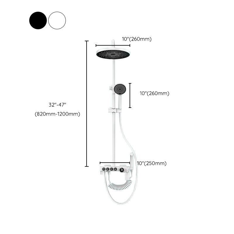 Modern Shower System Wall Mounted Spot Resist Round Shower System with Hand Shower Clearhalo 'Bathroom Remodel & Bathroom Fixtures' 'Home Improvement' 'home_improvement' 'home_improvement_shower_faucets' 'Shower Faucets & Systems' 'shower_faucets' 'Showers & Bathtubs Plumbing' 'Showers & Bathtubs' 6333935