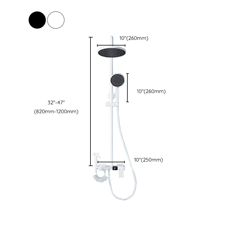 Modern Shower System Wall Mounted Spot Resist Round Shower System with Hand Shower Clearhalo 'Bathroom Remodel & Bathroom Fixtures' 'Home Improvement' 'home_improvement' 'home_improvement_shower_faucets' 'Shower Faucets & Systems' 'shower_faucets' 'Showers & Bathtubs Plumbing' 'Showers & Bathtubs' 6333938