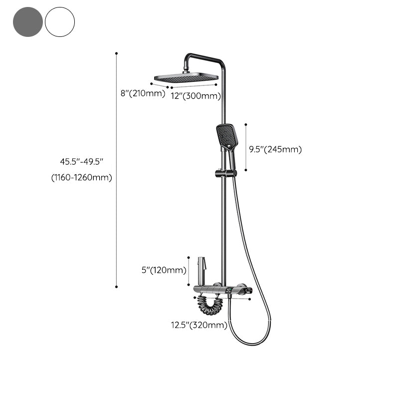 Modern Square Swivel Shower Metal Shower Head Shower Faucet on Wall Clearhalo 'Bathroom Remodel & Bathroom Fixtures' 'Home Improvement' 'home_improvement' 'home_improvement_shower_faucets' 'Shower Faucets & Systems' 'shower_faucets' 'Showers & Bathtubs Plumbing' 'Showers & Bathtubs' 6334036