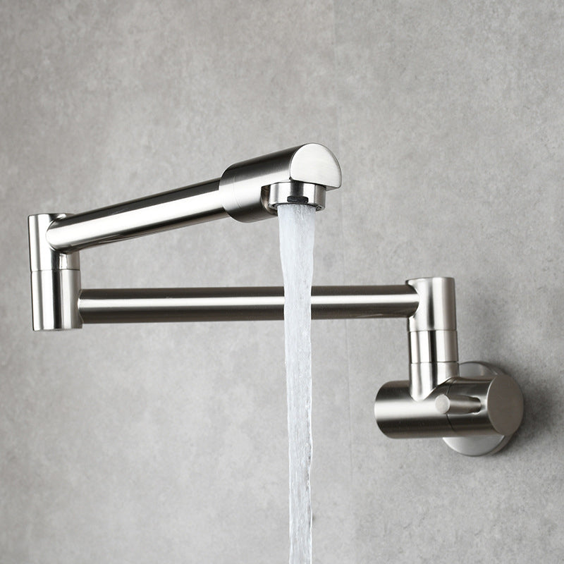 Modern Wall Mounted Faucet Solid Color Wall Mounted Bathroom Faucet Champagne Silver Clearhalo 'Bathroom Remodel & Bathroom Fixtures' 'Bathroom Sink Faucets' 'Bathroom Sinks & Faucet Components' 'bathroom_sink_faucets' 'Home Improvement' 'home_improvement' 'home_improvement_bathroom_sink_faucets' 6352919