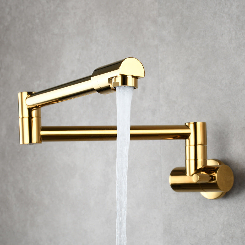 Modern Wall Mounted Faucet Solid Color Wall Mounted Bathroom Faucet Gold Clearhalo 'Bathroom Remodel & Bathroom Fixtures' 'Bathroom Sink Faucets' 'Bathroom Sinks & Faucet Components' 'bathroom_sink_faucets' 'Home Improvement' 'home_improvement' 'home_improvement_bathroom_sink_faucets' 6352925