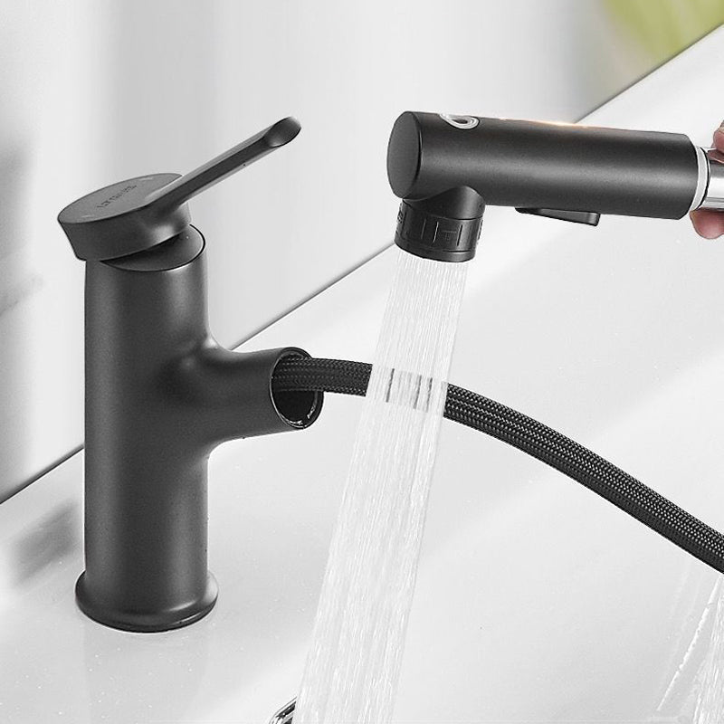 Modern Design Bathroom Faucet Single Handle Faucet with Water Hose Clearhalo 'Bathroom Remodel & Bathroom Fixtures' 'Bathroom Sink Faucets' 'Bathroom Sinks & Faucet Components' 'bathroom_sink_faucets' 'Home Improvement' 'home_improvement' 'home_improvement_bathroom_sink_faucets' 6352949