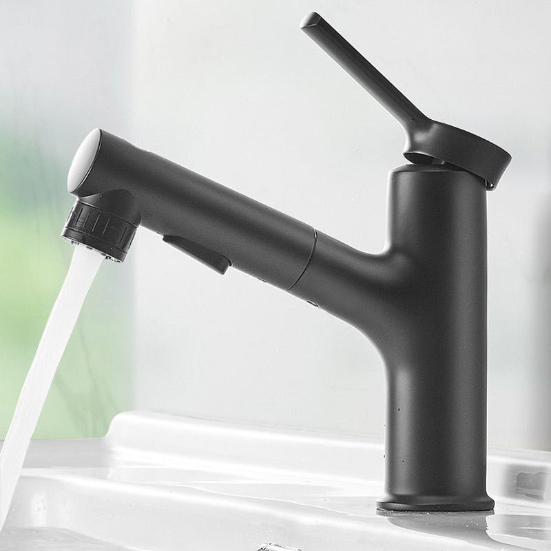 Modern Design Bathroom Faucet Single Handle Faucet with Water Hose Clearhalo 'Bathroom Remodel & Bathroom Fixtures' 'Bathroom Sink Faucets' 'Bathroom Sinks & Faucet Components' 'bathroom_sink_faucets' 'Home Improvement' 'home_improvement' 'home_improvement_bathroom_sink_faucets' 6352950