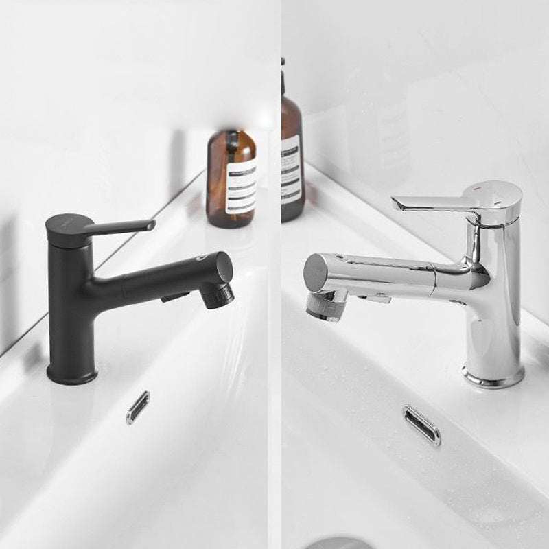 Modern Design Bathroom Faucet Single Handle Faucet with Water Hose Clearhalo 'Bathroom Remodel & Bathroom Fixtures' 'Bathroom Sink Faucets' 'Bathroom Sinks & Faucet Components' 'bathroom_sink_faucets' 'Home Improvement' 'home_improvement' 'home_improvement_bathroom_sink_faucets' 6352951