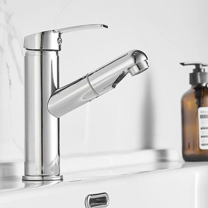 Modern Design Bathroom Faucet Single Handle Faucet with Water Hose Clearhalo 'Bathroom Remodel & Bathroom Fixtures' 'Bathroom Sink Faucets' 'Bathroom Sinks & Faucet Components' 'bathroom_sink_faucets' 'Home Improvement' 'home_improvement' 'home_improvement_bathroom_sink_faucets' 6352953