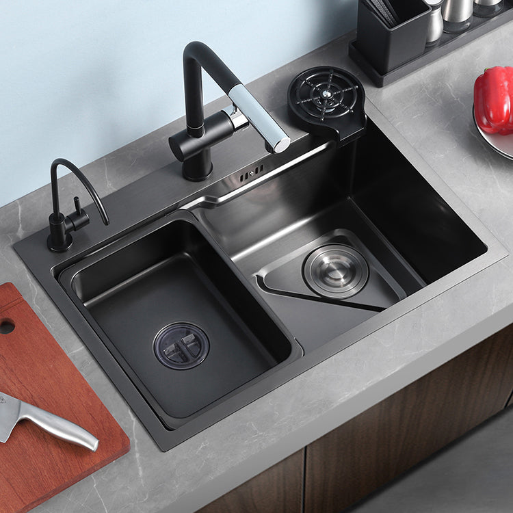 Contemporary Kitchen Sink Stainless Steel Corrosion Resistant Kitchen Sink with Faucet Clearhalo 'Home Improvement' 'home_improvement' 'home_improvement_kitchen_sinks' 'Kitchen Remodel & Kitchen Fixtures' 'Kitchen Sinks & Faucet Components' 'Kitchen Sinks' 'kitchen_sinks' 6353217