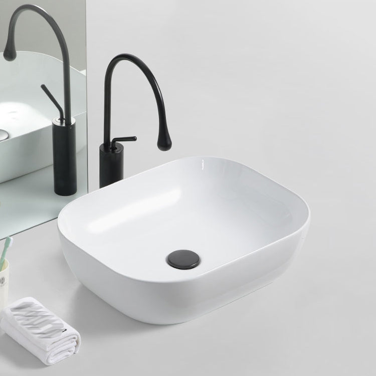 Contemporary Bathroom Sink Porcelain Solid Color Rectangular Vessel with Pop-Up Drain Clearhalo 'Bathroom Remodel & Bathroom Fixtures' 'Bathroom Sinks & Faucet Components' 'Bathroom Sinks' 'bathroom_sink' 'Home Improvement' 'home_improvement' 'home_improvement_bathroom_sink' 6353302